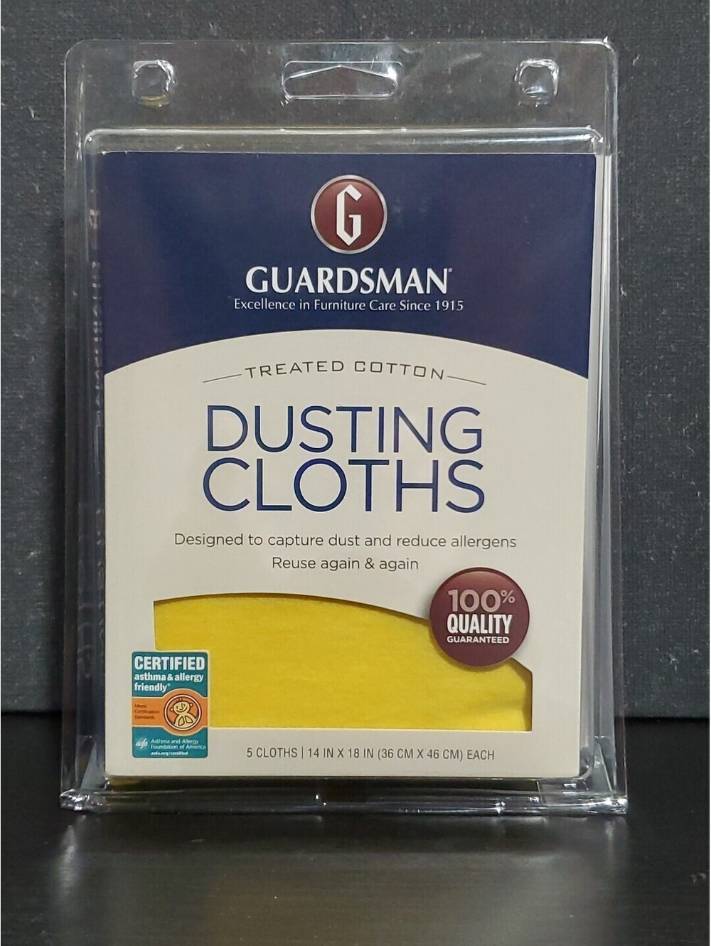 Guardsman Treated Cotton Dusting Cloths 5Pk Reusable Asthma Allergy Friendly NEW
